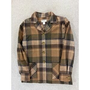 Pendleton 100% Wool 49er Plaid Jacket (Women's Medium) Camel Brown